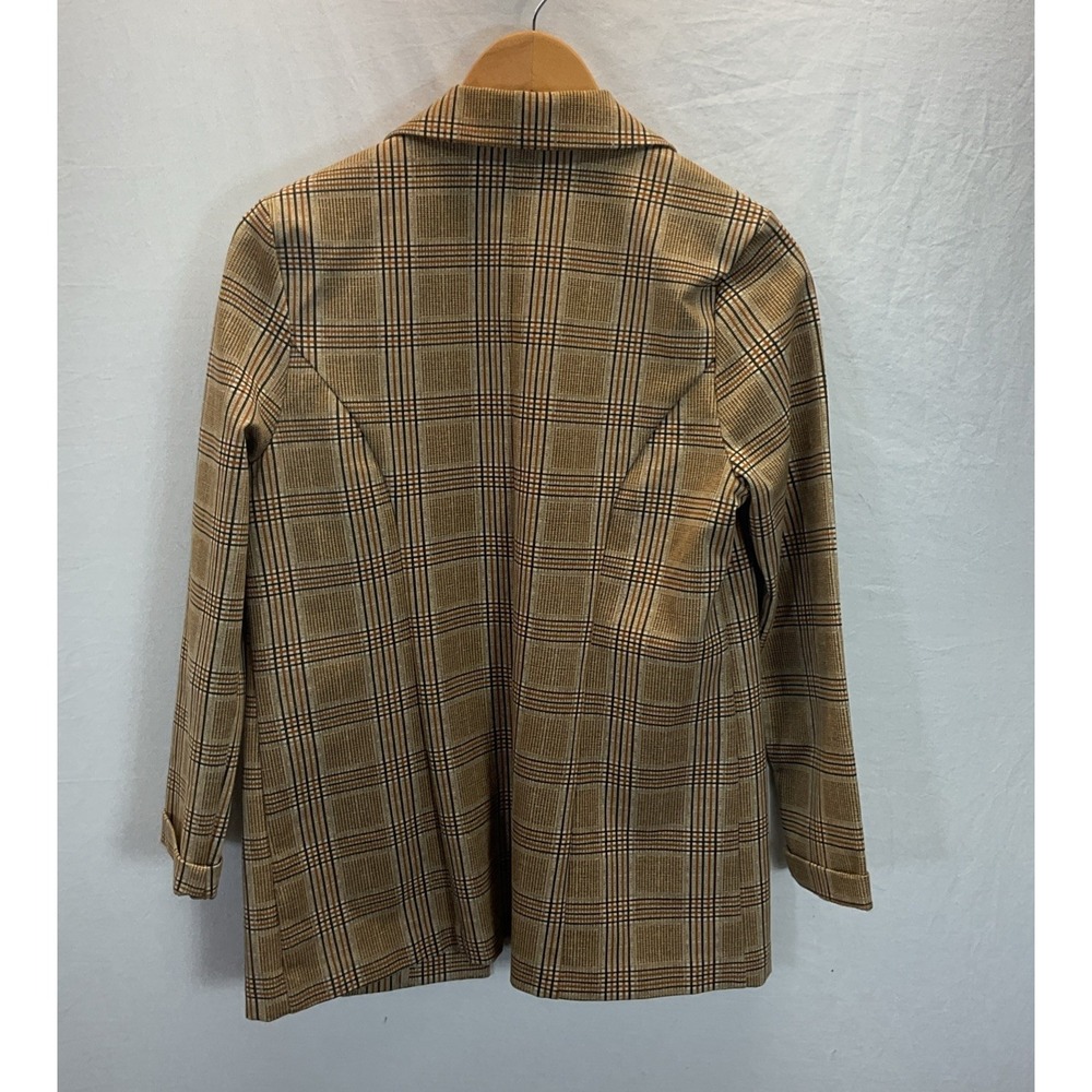 Liverpool Los Angeles Women Checkered Plaid Print Blazer Multicolor Tan S Office - Picture 2 of 8